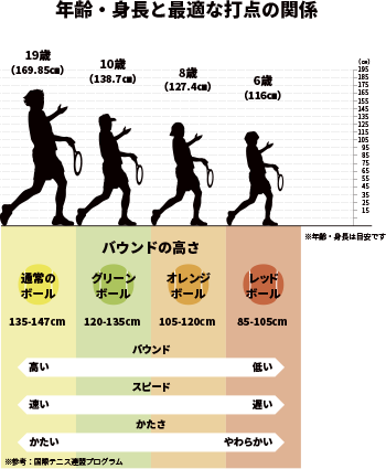 年齢・身長と最適な打点の関係