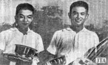 1955年全米ダブルスで優勝した宮城・加茂組